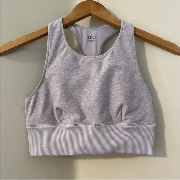 NEW ALO Yoga Alosoft Serenity Sports Bra Zinc Heathered S - Picture 2 of 6